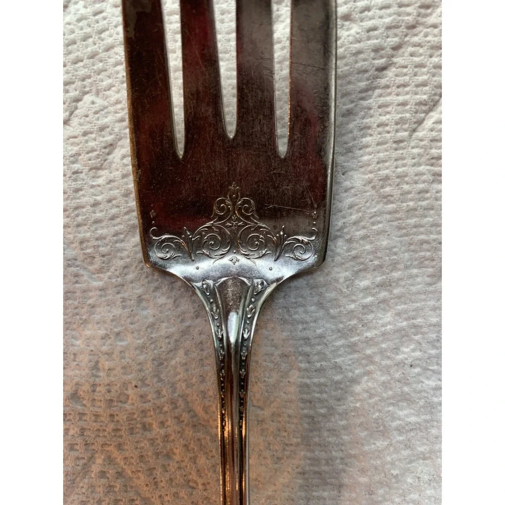 Vintage Oneida Community Silver Plate Sheraton Large Serving Fork 8 1/2''